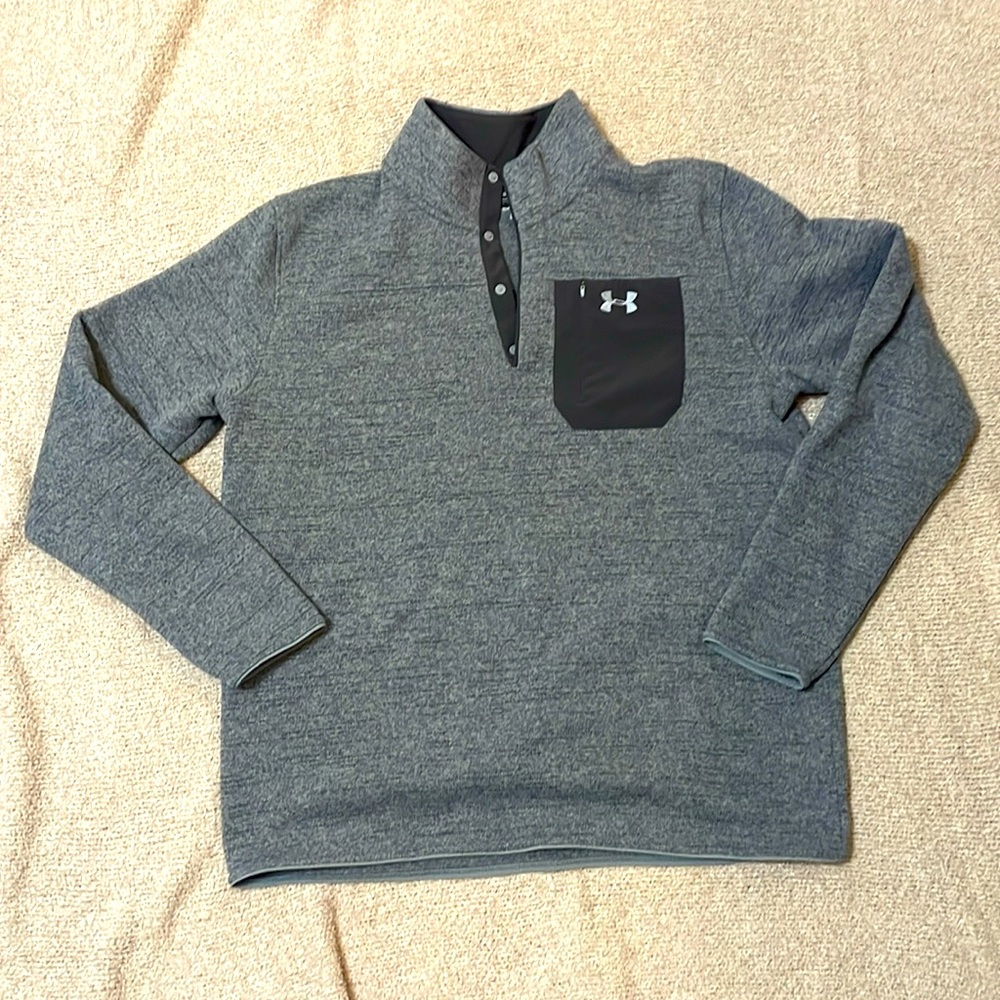 Men’s Under Armour fleece pull over, XXL loose fit, grey